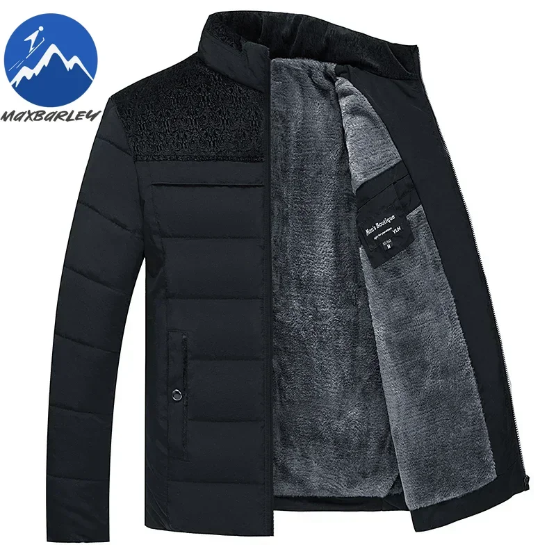 

Mens Fleece Jacket Fashion Stand Collar Outdoor Working Thickened Warm Padded Jacket Casual Hiking Cold Resistant Winter Parka