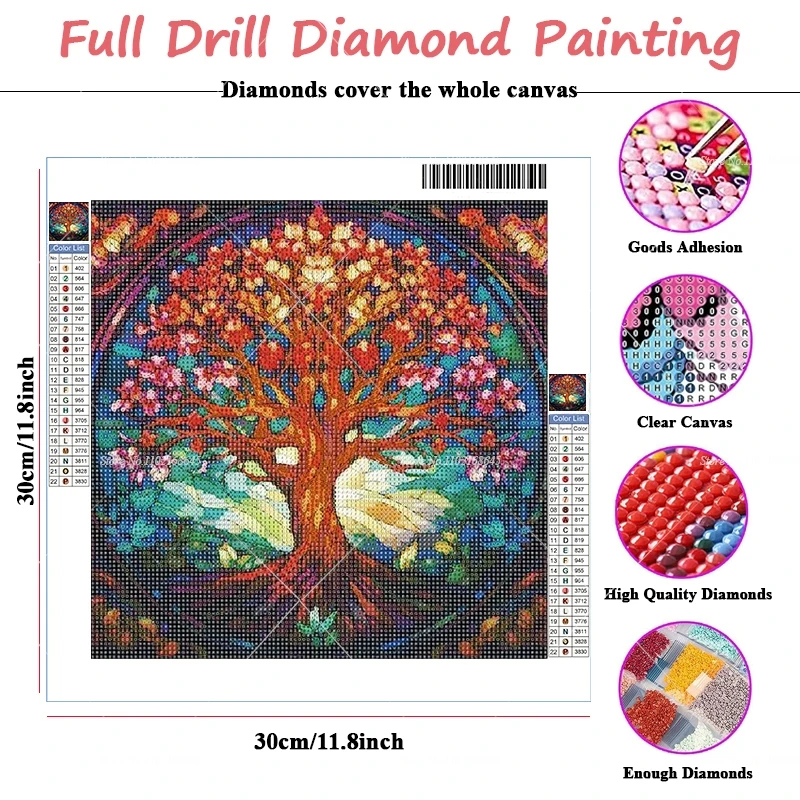 DIY 5D Diamond Painting Fantastic Life Of Tree Art Drawings Full Rhinestone Code Style Flowers Mosaic For Kids' Room Wall Decor