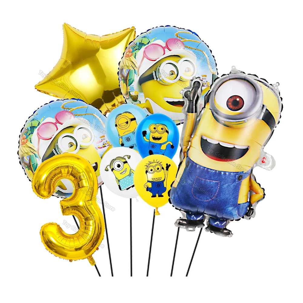 Minions de látex para hombre amarillo, suministros de fiesta, Estrella redonda de 18 pulgadas, Globos de helio, decoración de boda, evento, 1 Juego