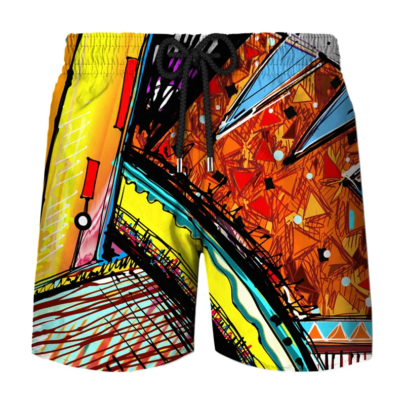 

3D Graffiti Printing Beach Shorts Pants Mens Suumer Hawaii Swimming Trunks Surfing Board Ropa De Hombre Sport Gym