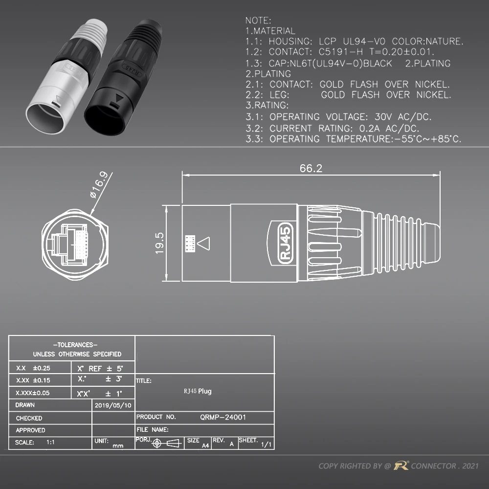 1 szt. Wodoodporne złącze RJ45 Wtyk męski lotniczy Adapter sieci Ethernet Konwerter 3 dostępne kolory