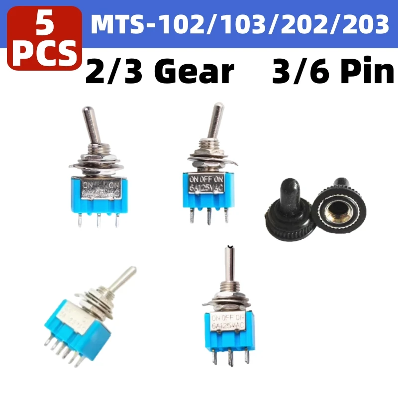 5 قطعة تبديل التبديل MTS-101 MTS-102 MTS-103 3-Pin 6-Pin 2-Position 3-Position الروك رافعة التبديل