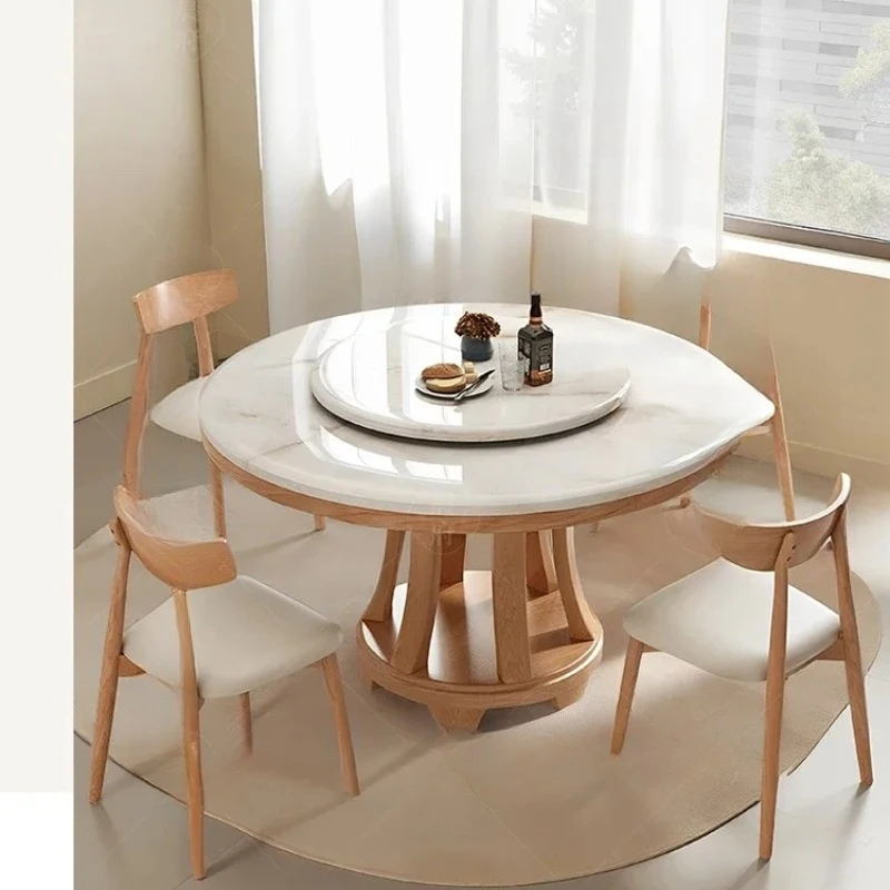 

E5556Marble Center Dining Table Round Chairs Wood Living Room Desk Dining Table Office Mesas