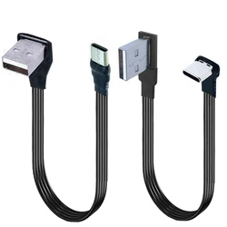 USB-C Typ C Männlichen UP Down Abgewinkelt 90 Grad zu USB 2,0 Männlichen Daten Kabel USB Typ-c Flache кабель 0,1 м/0,2 м/0,5 м/