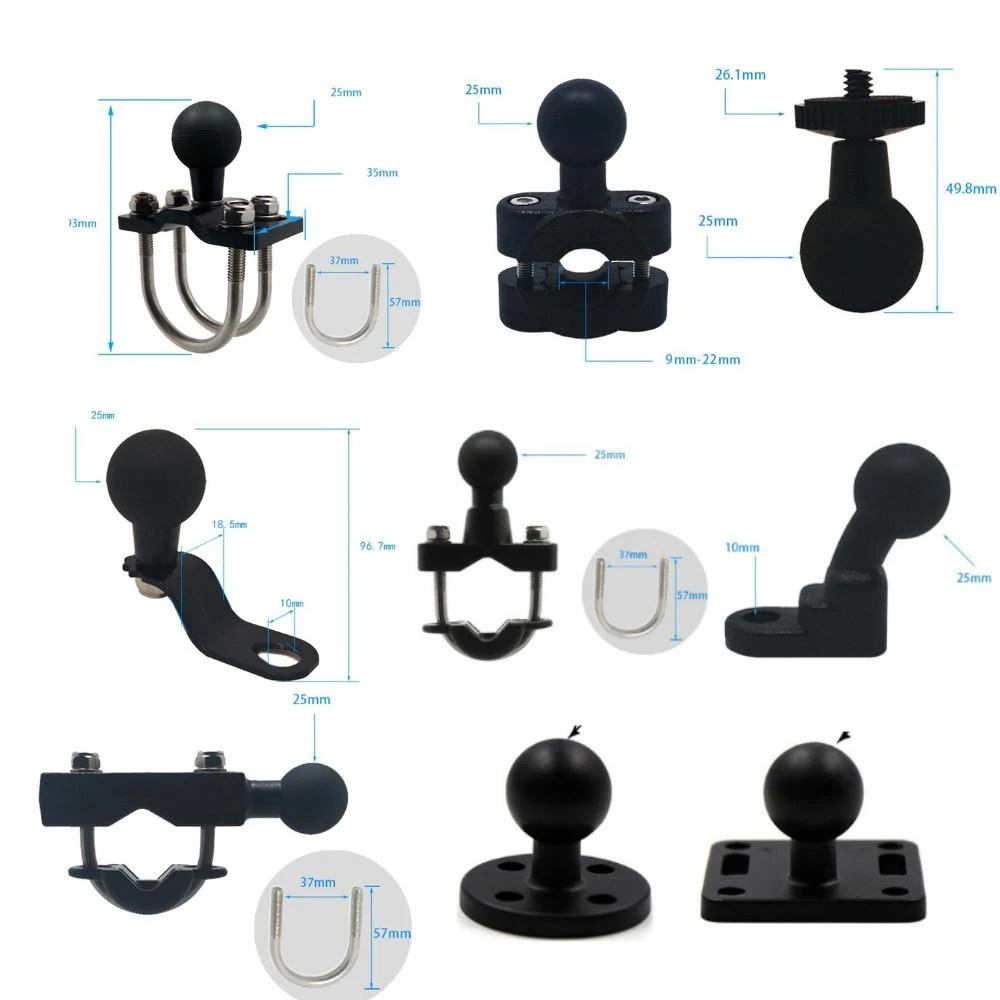 1 Zoll/17mm Kugelkopf GPS-Halterung Motorrad-Adapterhalterung 1/4 Zoll Schraube Action-Kamera Fahrrad DVR Clip Halterung – Detail 1