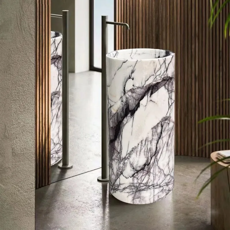 Luxury modern design grey marble eco-friendly easy-to-clean shower bathroom sink custom washbasin hotel polishing