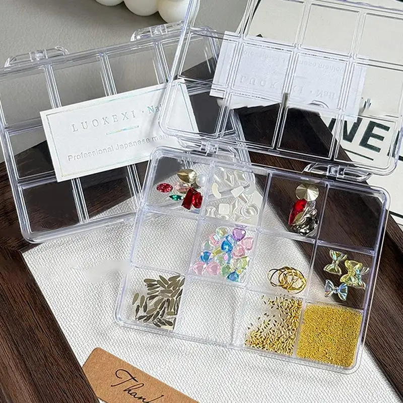 Nail Rhinestone Storage Box Transparent Organizer 12 Compartments Durable High Quality Case for Nail Salon Home - view 5