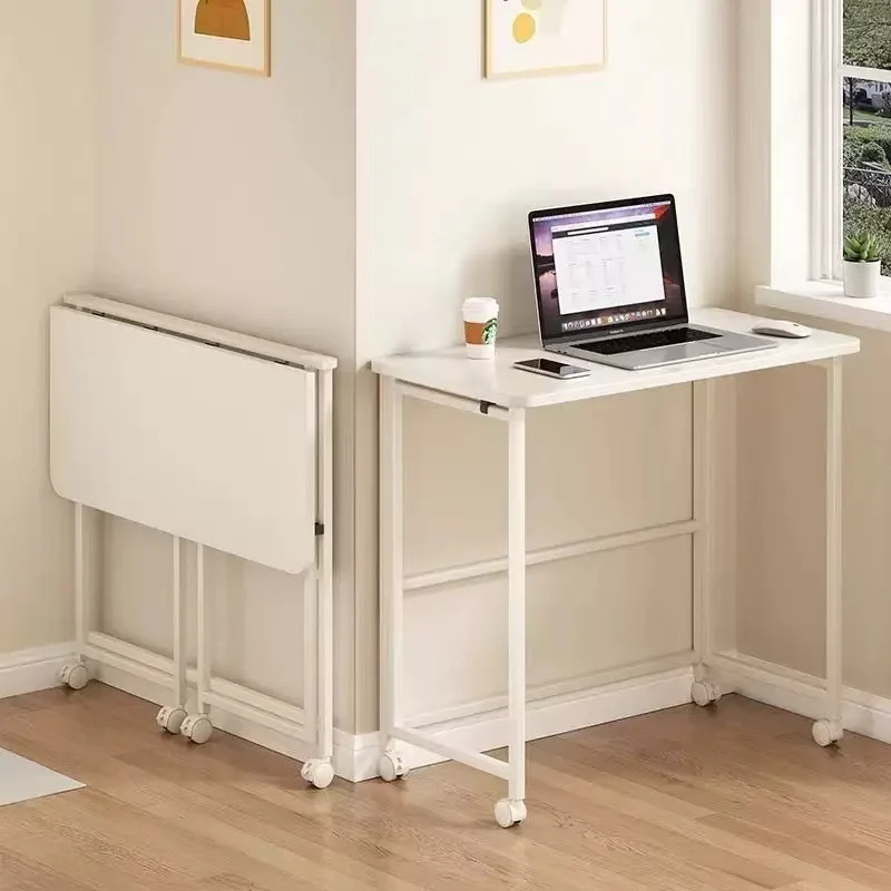 

Minimalist Foldable Mobile Computer Desk, Home Space-Saving Carbon Steel Frame Table, Small Apartment Gap Storage Desk