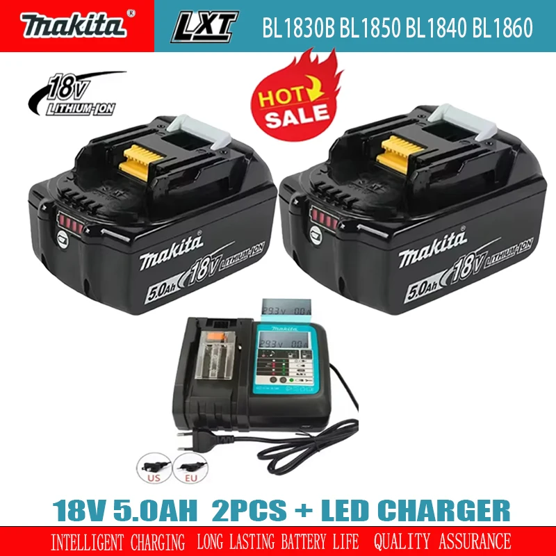 Original Makita 18V 5Ah/6Ah lithium battery with safety guarantee, strong power and long endurance,  for BL1830 BL1840 BL1850 BL