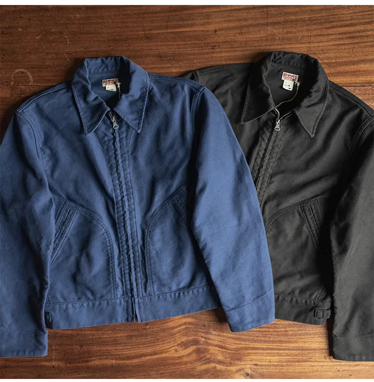 Chaqueta Cossack Bronson Resistente de Moleskin, Ropa de Trabajo Vintage, Chaqueta Corta de Algodón para Hombre, Ropa Exterior para Viajes Diarios, Color Sólido