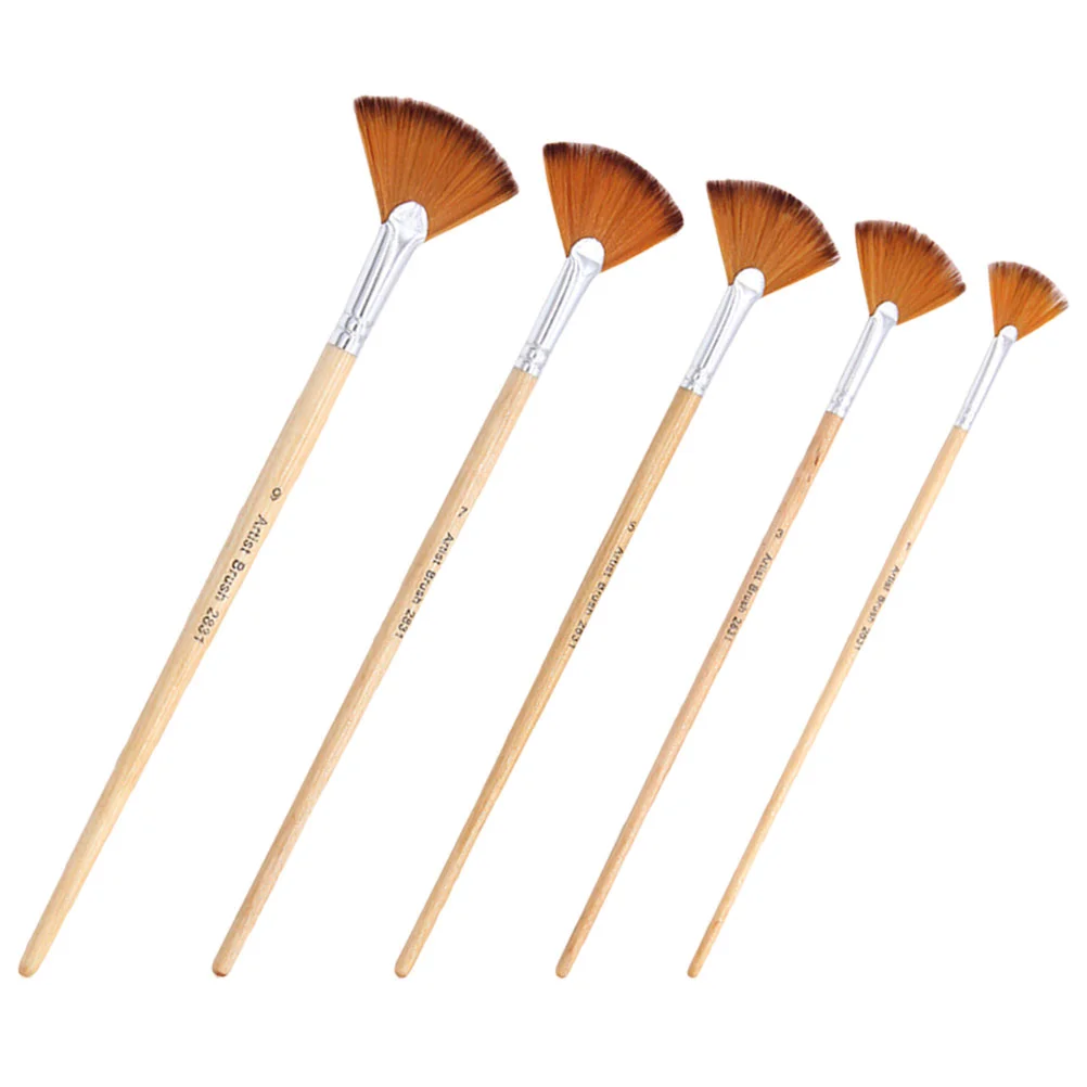 

5 Pcs Fan Brush Portable Multi-function Convenient Paint Daily Two-color Accessories Child