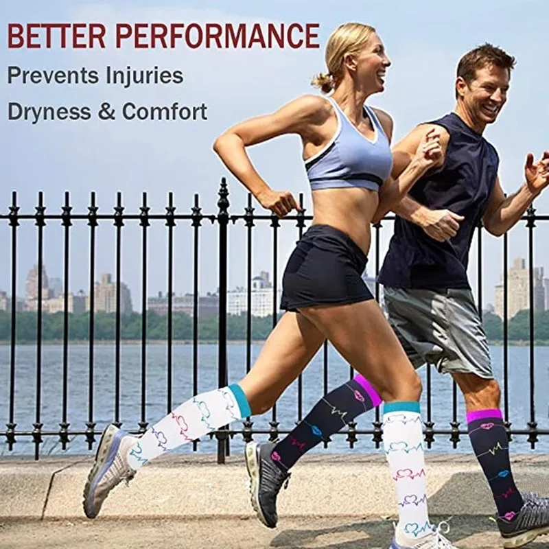 1Pair New Compression Stockings 20-30Mmhg Knee High Sports Socks Fit Medical Varicose Veins Pregnant Edema Diabetes Circulation