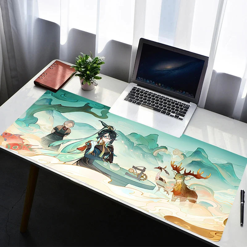 Mouse Pad Laptop Non Slip Extended Desktop Mouse Mat PC Anime Keyboard Pad Gaming Accessories G-genshin Impact Xianyun Mousepad