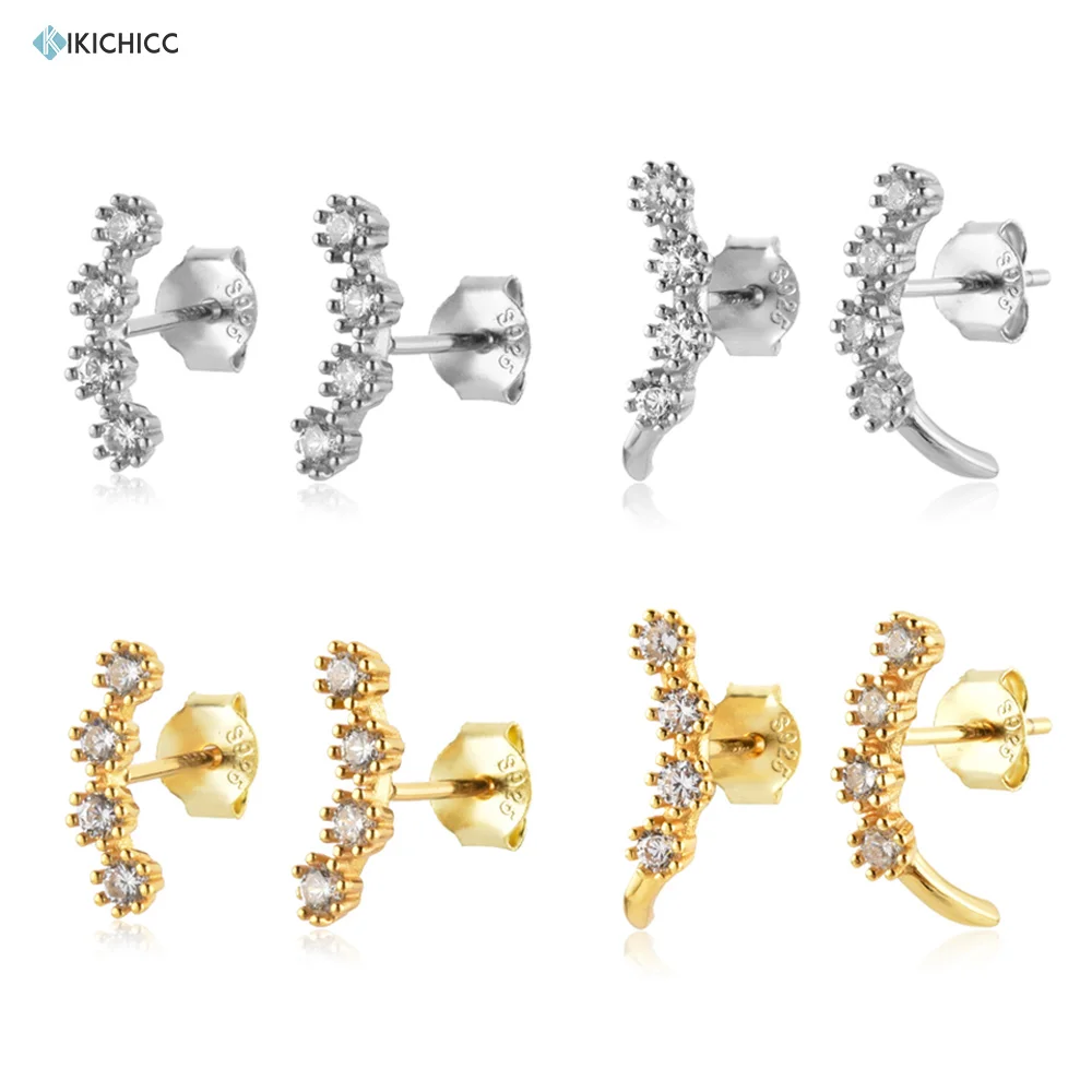 KIKICHICC 925 Sterling Silver Gold Pendientes Motion Stud Earring Piercing Line Cuff Women Wedding Jewelry 2022 Party Jewels