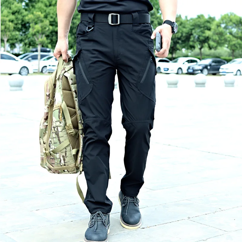 KIDWHXR Autumn Men Workwear Pants Quick-Dry Outdoor Sport Casual Man Cargo Pants Multi-Pocket Breathable Male Tactical Trousers
