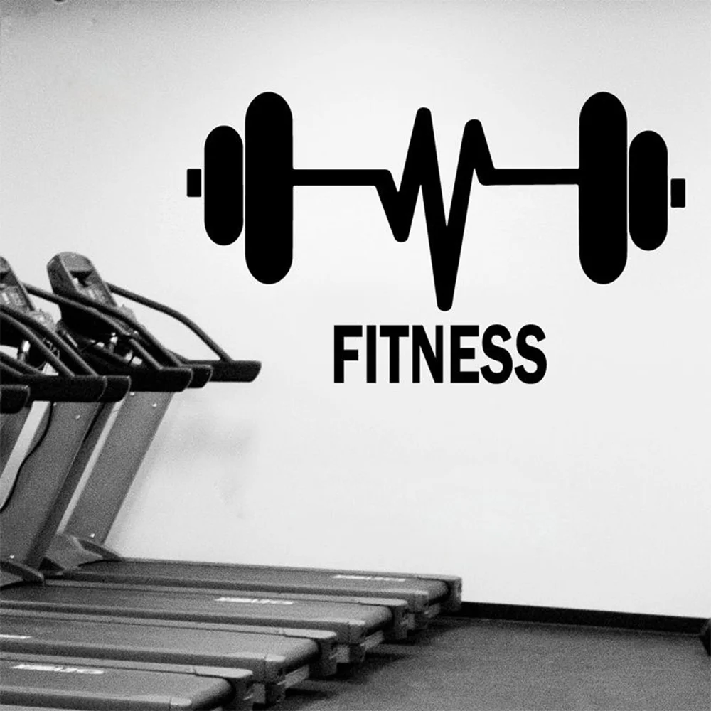 Logotipo de gimnasio, barra, músculos, culturista, pegatina de pared, vinilo, decoración del hogar, gimnasio, Club, Fitness, calcomanías, autoadhesivas extraíbles Mura
