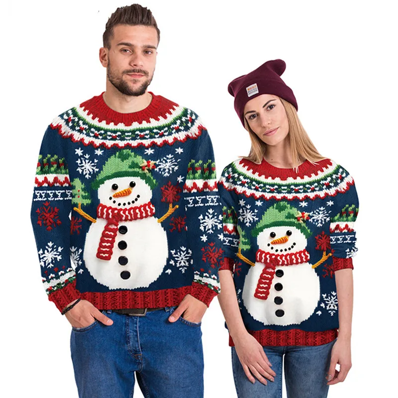 Clothing Wholesale Unisex Men Women 2024 Ugly Christmas Sweater Santa Elf Christmas Funny Fake Hair Sweater Autumn Winter Tops