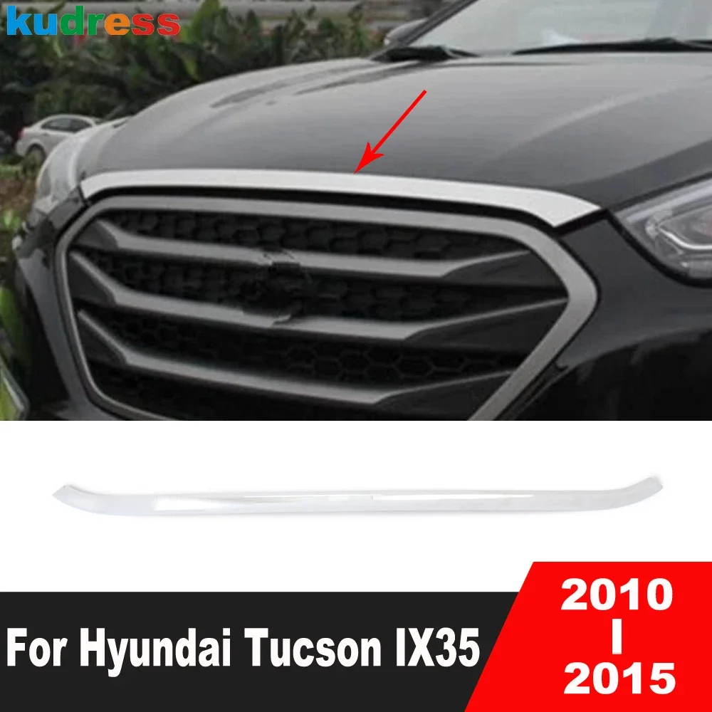

For Hyundai Tucson IX35 2010-2013 2014 2015 Chrome Car Front Hood Engine Cover Trim Upper Grille Grills Lip Strip Accessories