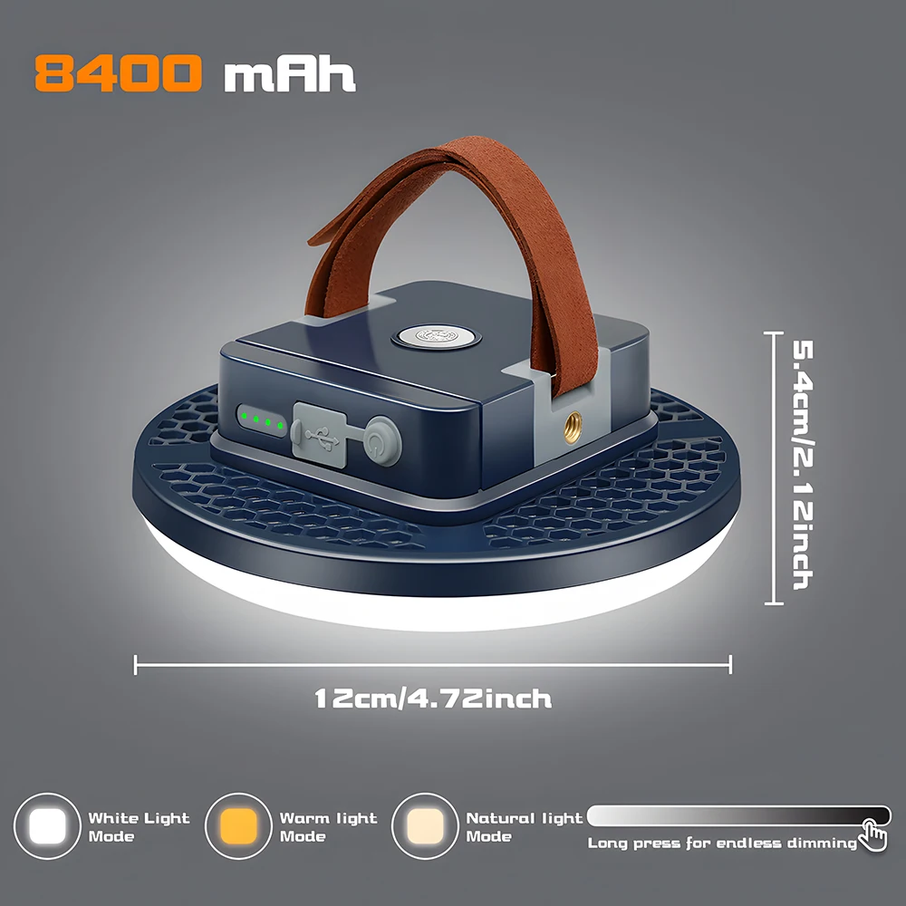 8400mAh Rechargeable Camping Lantern, 4 Modes Dimmable Portable LED Tent Light for Outdoor Hiking Camping