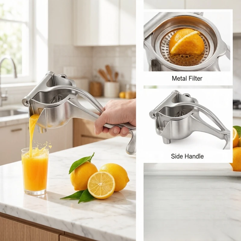Manual Citrus Juicer, Detachable Heavy Duty Fruit Squeezer Extractor Tool, Premium Metal Alloy Juice Press for Lemon Orange