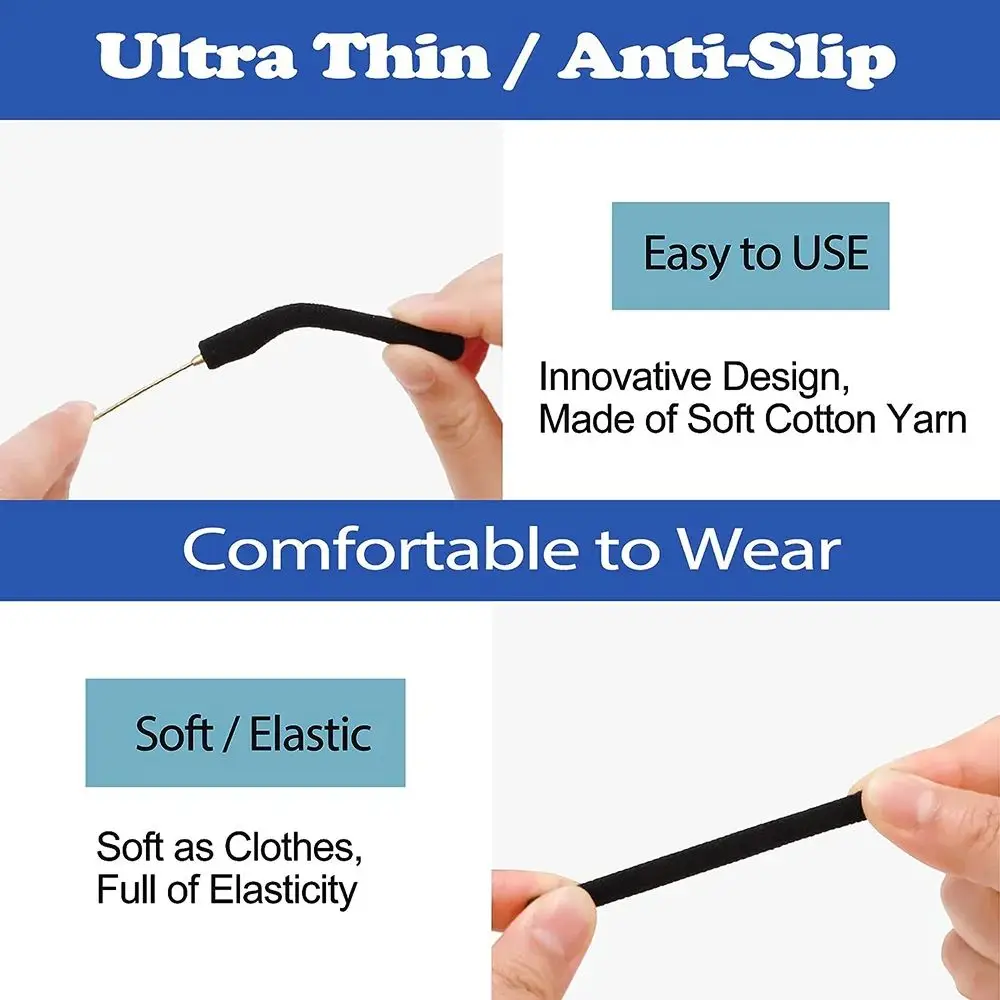 

Anti-slip Glasses Temple Knit Frame Leg Cover Eyeglass End Temple Anti-Lost Sunglass Leg Cover Glasses Leg Cover Women/Girl