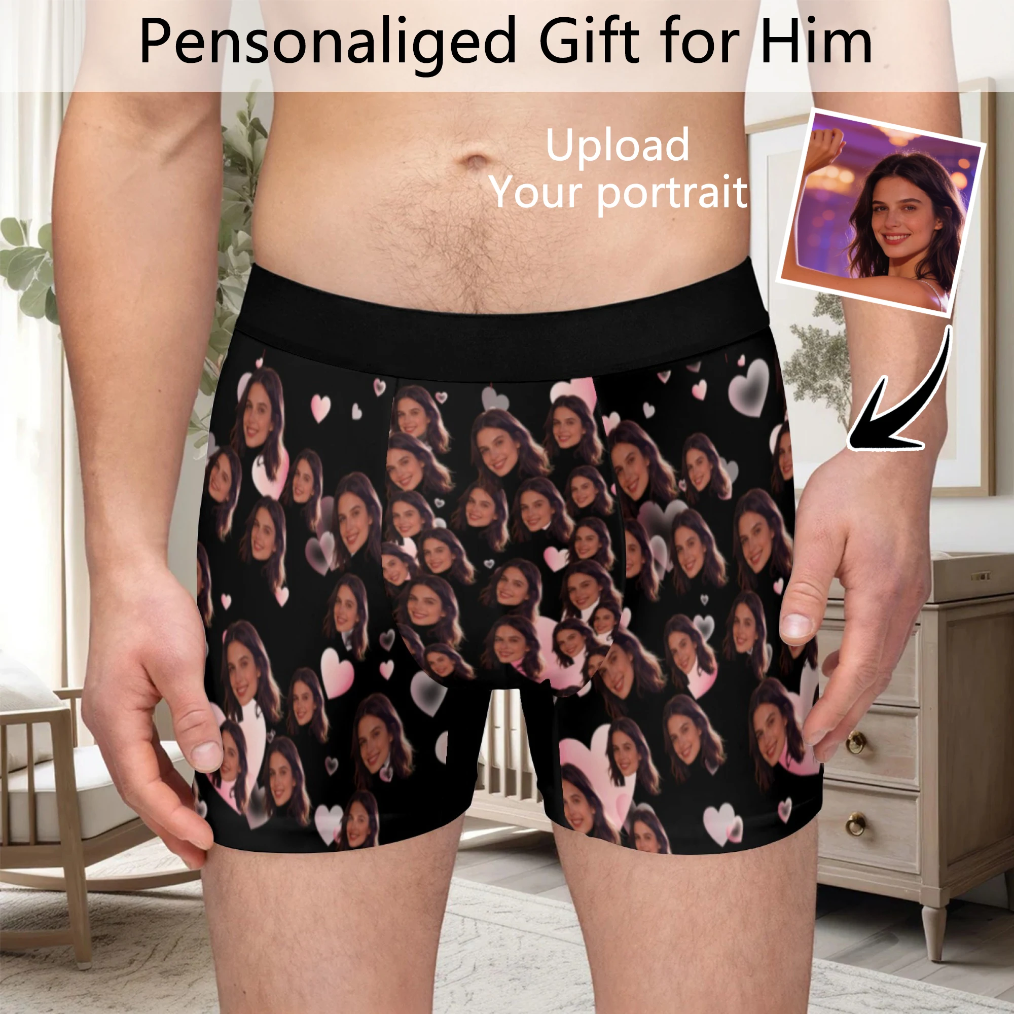 صورة وجه شخصية يمكنك صنعها بنفسك تخصيص الملابس الداخلية المسطحة التخصيص هدية عيد الحب للرجال هدية الزوج للأب