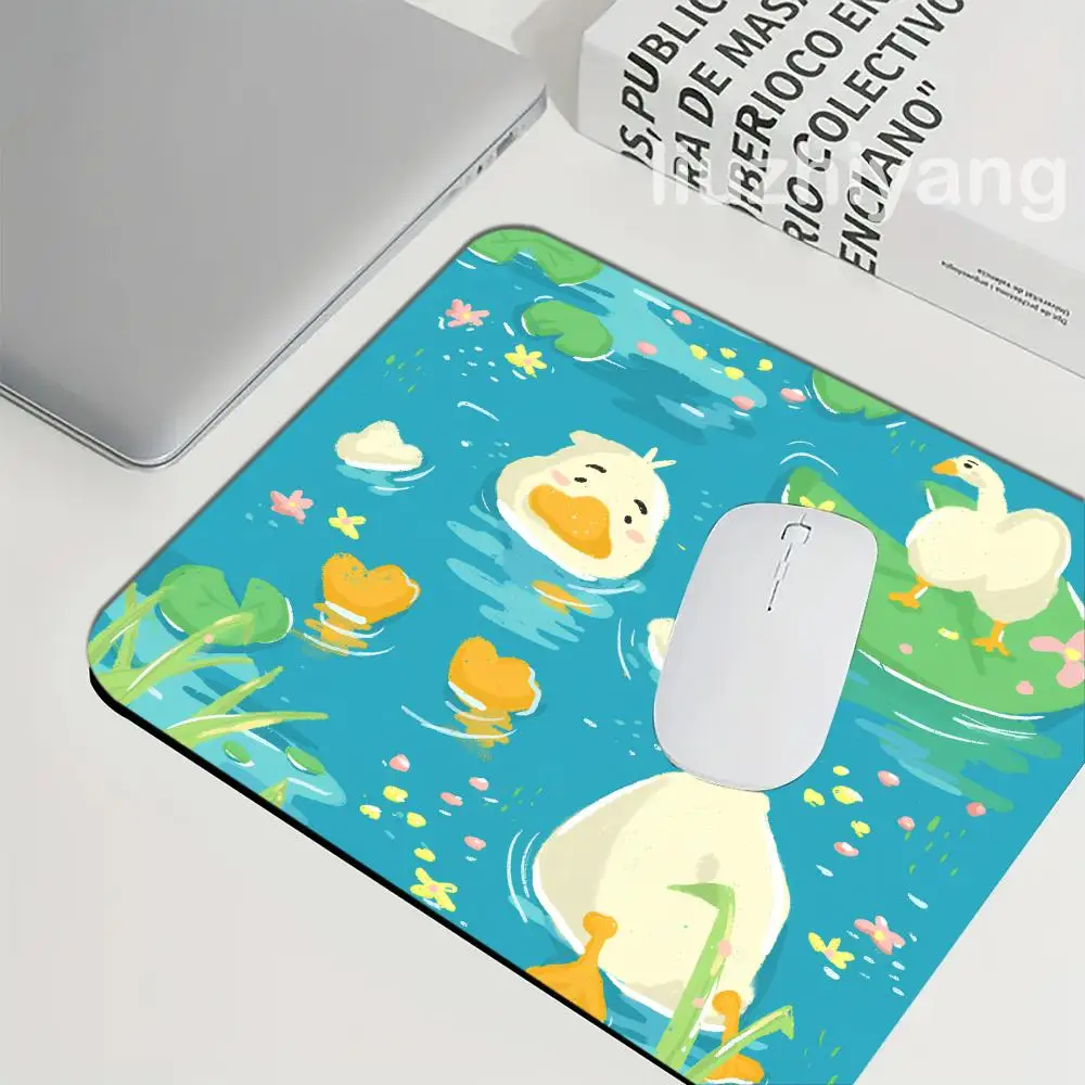 Cute Duck Cartoon-Style Mouse Pad 45x40 Large Square Desk Mat Natural Rubber Material Non-Slip Compact Office Decorative Pad