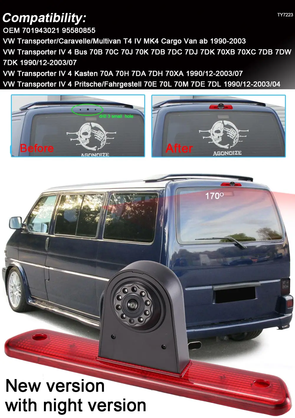 HD Car Rear View camera For VW Transporter/Caravelle/Multivan T4 IV MK4 Cargo Van 19990-2003