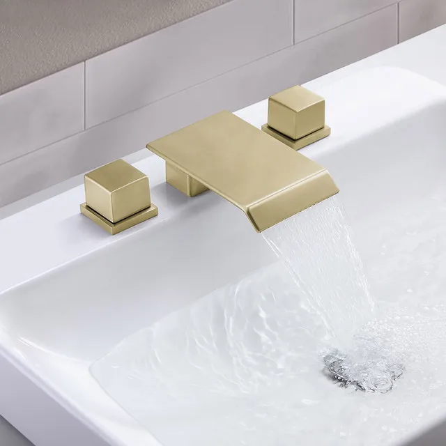 

Waterfall Widespread Bathroom Sink Faucet Double Handles Bathroom Faucet