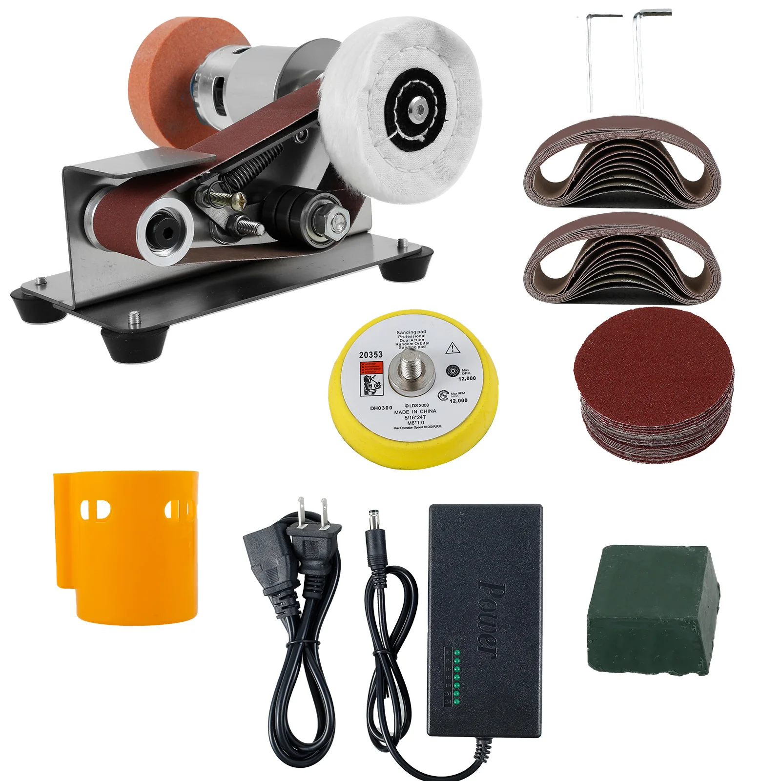 1 Set Mini Electric Belt Sander 7 Adjustable Speed Low Noise 15° Cutter Sharpener Sander Tool Metal Polishing Grinding Machine