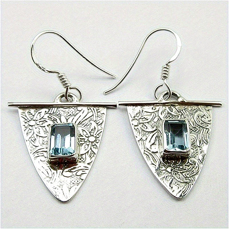 Texturierte, eingelegte blaue synthetische Zirkonia-Tropfenohrringe im böhmischen Stil für Damen, Vintage-Modedesign, Festival-Feier-Schmuck