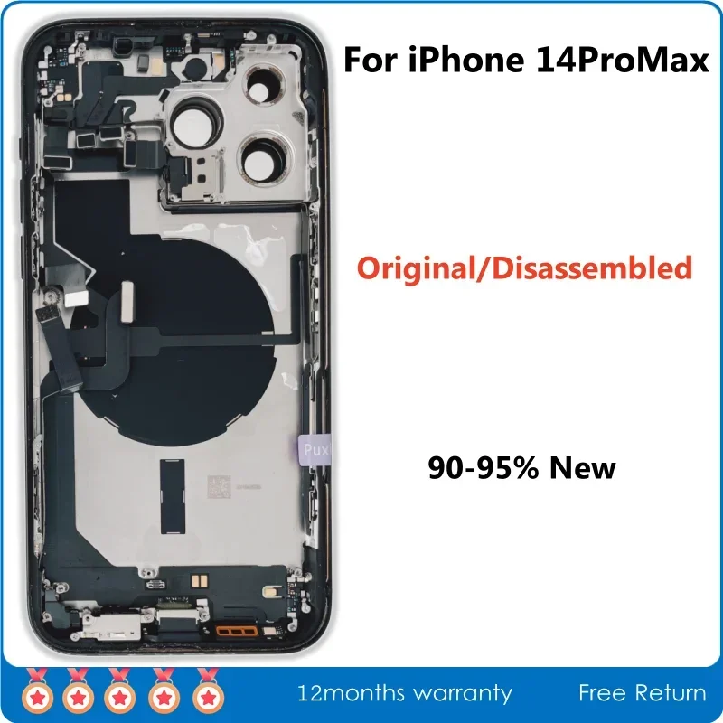 90-95% New Original Disassembled Middle Frame Housing Back Glass Cover For iPhone 14 Pro Max with NFC Wireless Charger Assembly