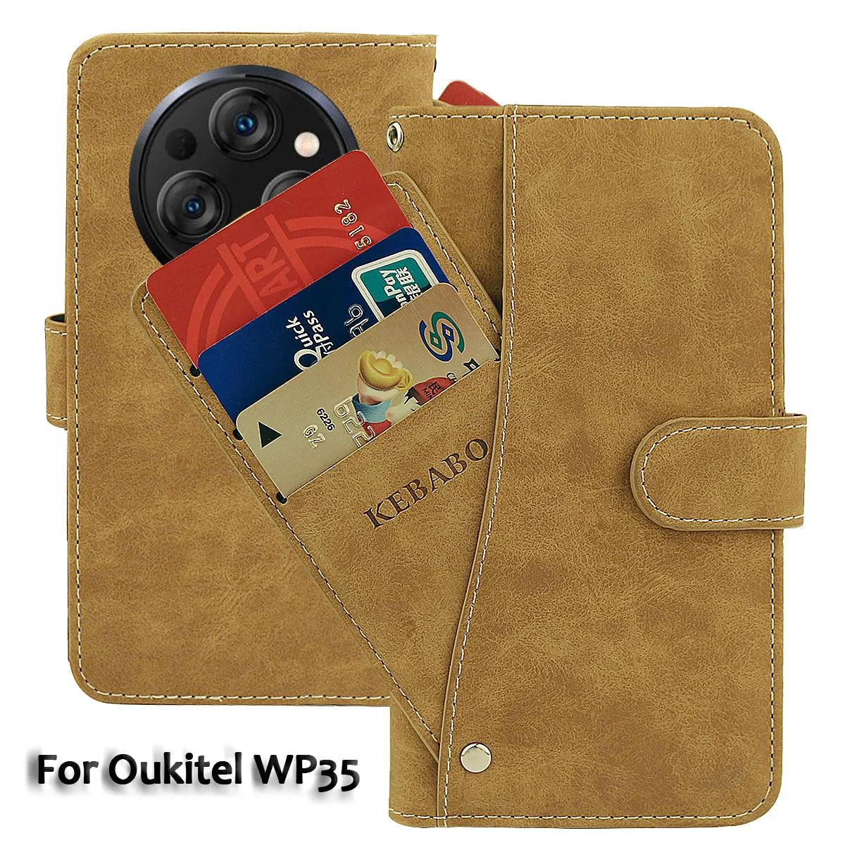 Vintage Leather Wallet Oukitel WP35 Case 6.6