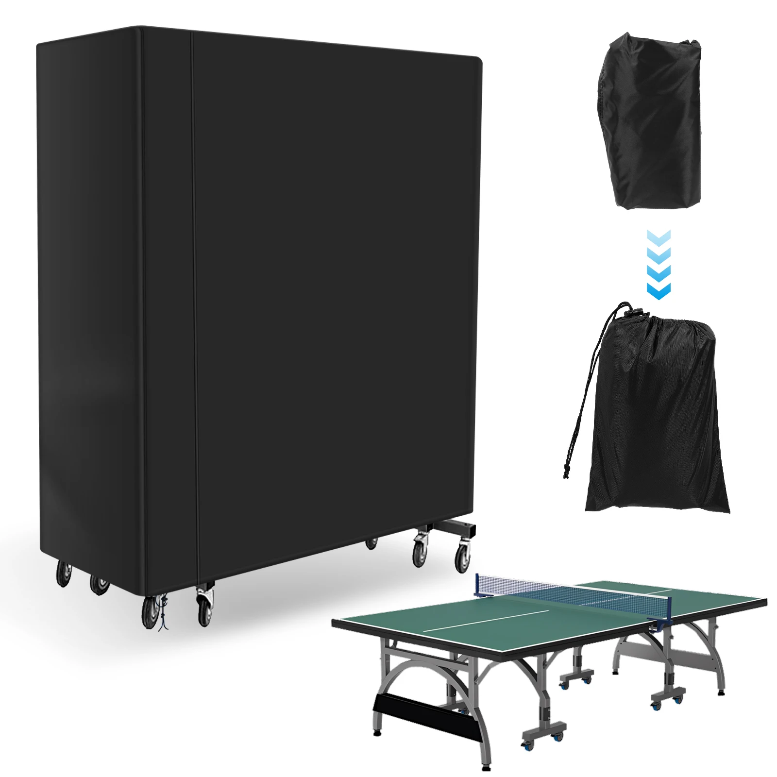 

Чехол для настольного тенниса, водонепроницаемый чехол для стола для пинг-понга, пылезащитный, сверхпрочный, полиэстер, 165 x 70 x 185 см