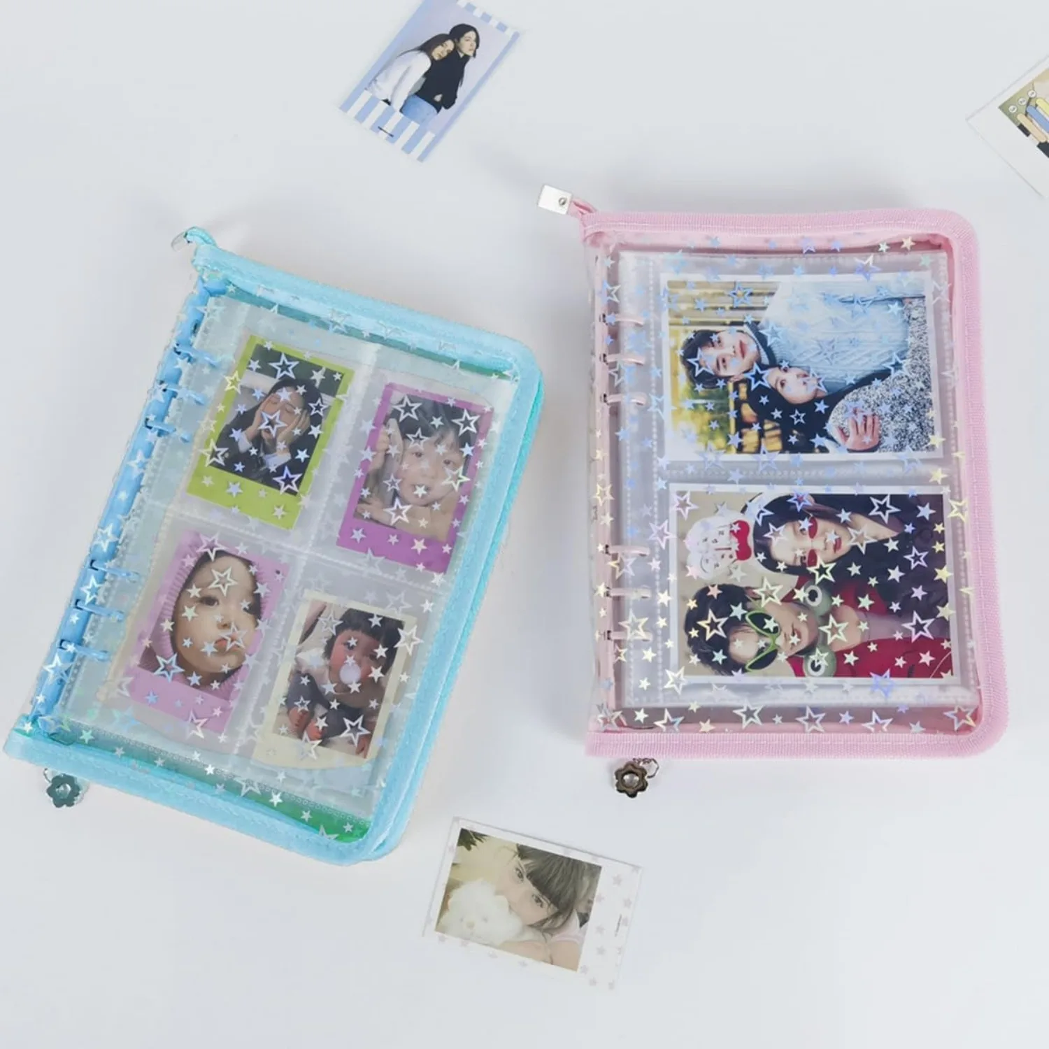 4-in-1 Aufkleber-Aufbewahrungsmappe mit transparentem Stern-Glitzer-Cover, A5, wiederverwendbarer Aufkleberbehälter, großer Bastel-Aufkleber-Organizer – Detail 4