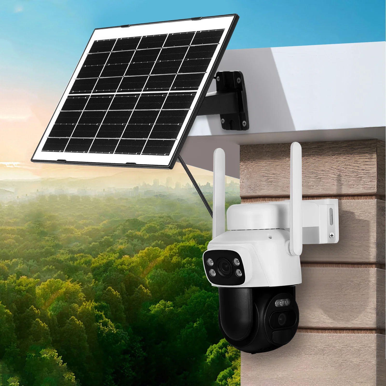 

Outdoor Solar Security Camera Dual-Lens 360 Degree Panoramic View Motion Solar Powered Home Protection