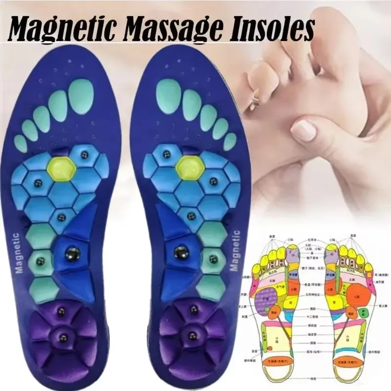 1 Pair Acupressures Insoles Magnetic Acupressure Insoles Foot Arch Support Promote Circulation Relieve Fatigue Orthopedi