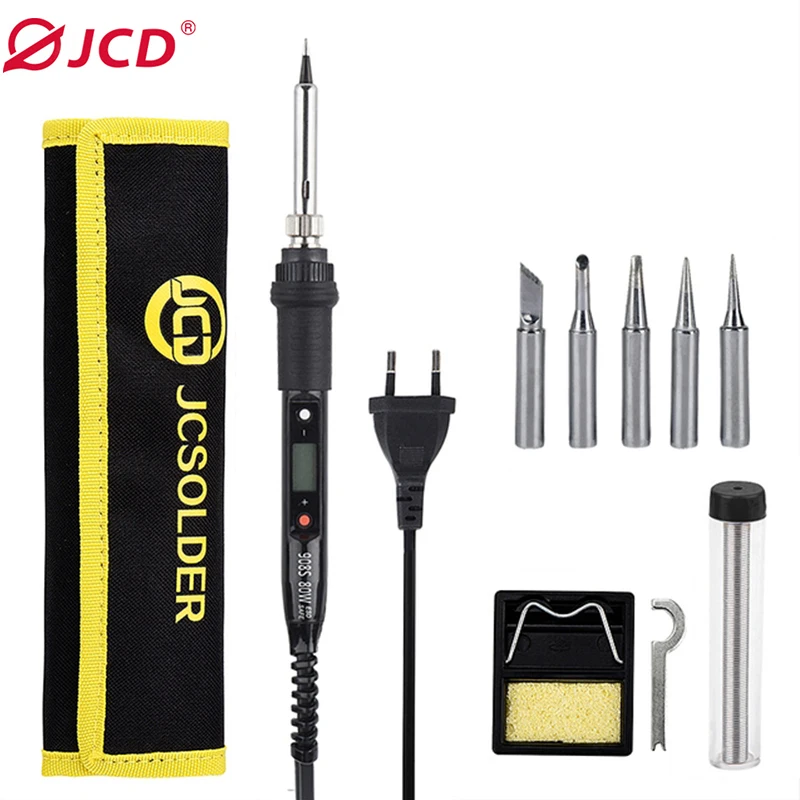 

JCD Adjustable temperature 80W Soldering iron kit LCD display 220V/110V Soldering iron head welding repair tool 908S