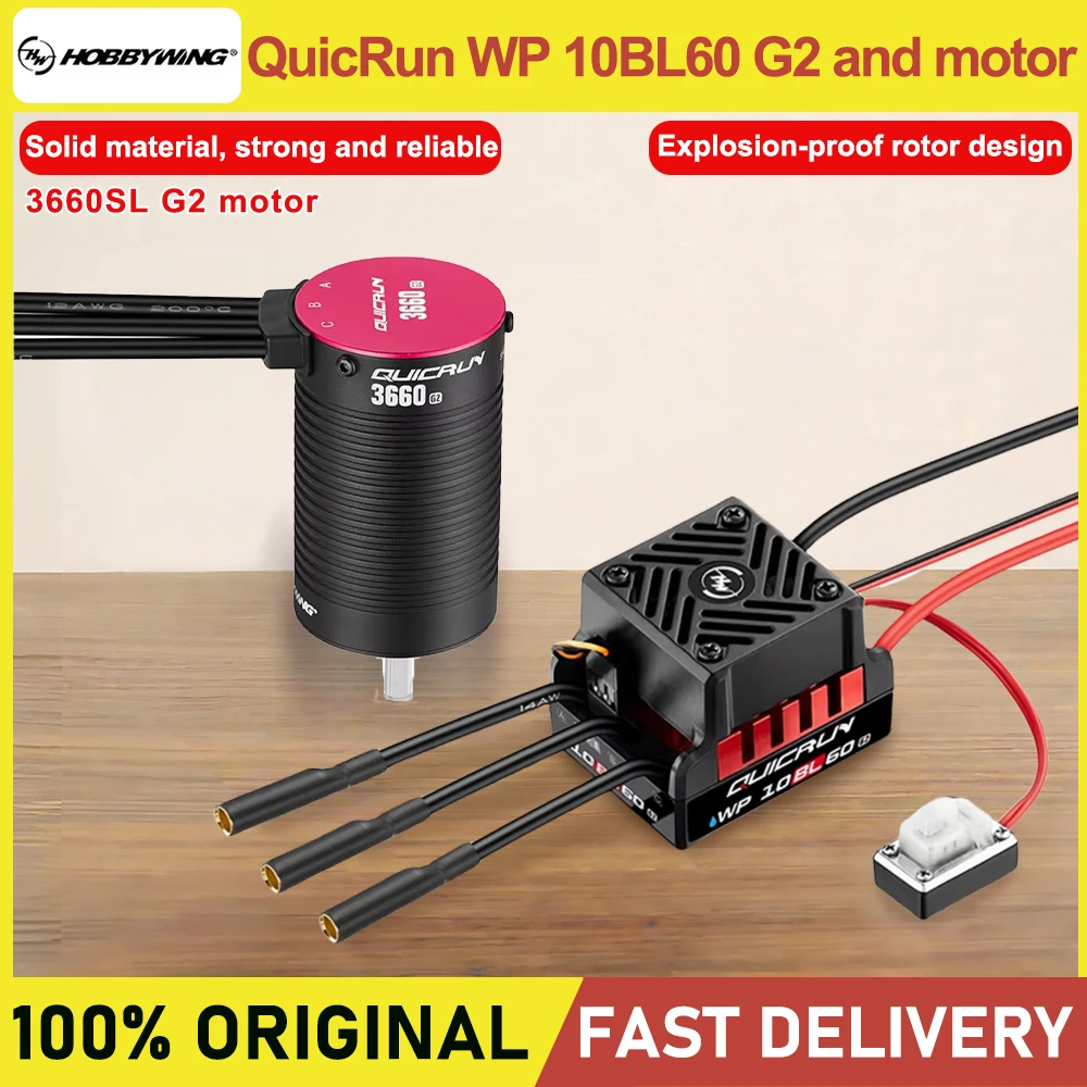 Hobbywing QuicRun WP 10BL60 G2 Brushless ESC And 3660SL G2 Motor Combo Waterproof for 1/10 Scale RC Remote Control Car