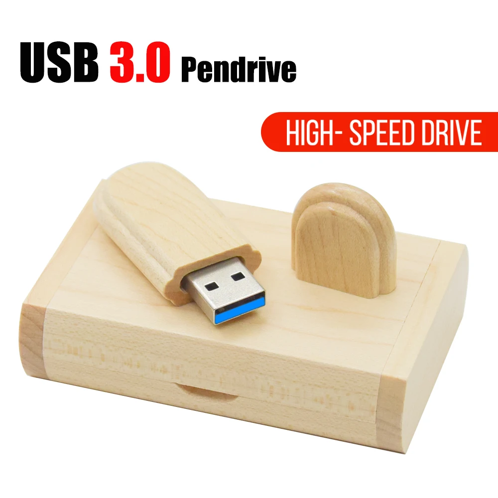 10PCS/LOT USB 3.0 Wood usb + box Flash Drive 4gb 8GB 16gb 32gb 64GB 128GB Pendrive Gifts memory stick U Disk free custom logo