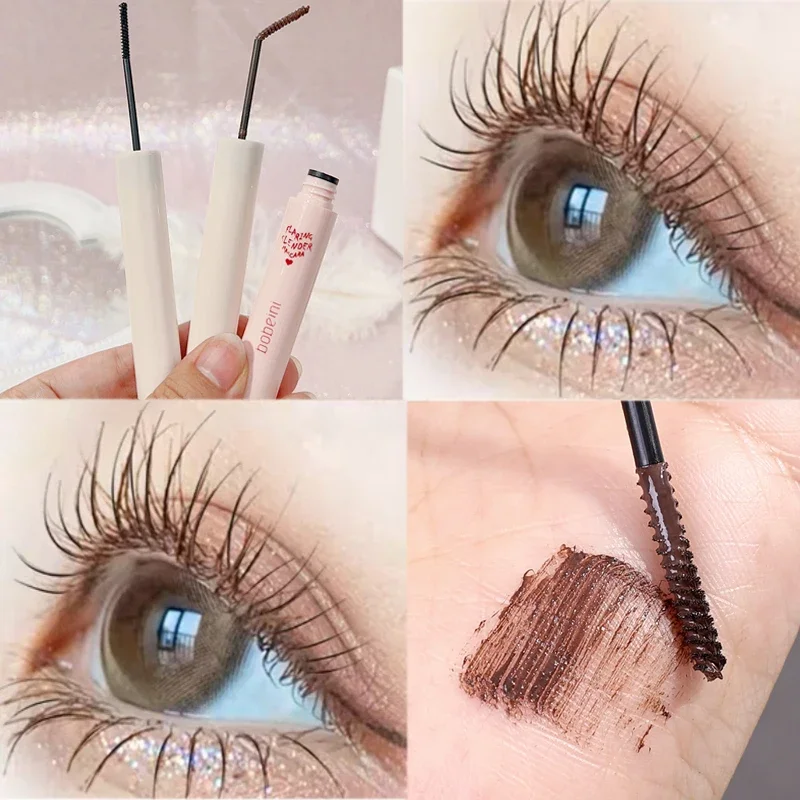 Lash Extension Mascara Makeup Ultra-fine Brush Waterproof Lasting Matte Quick Dry Lengthening Eyelash Black Brown Mascara Tool