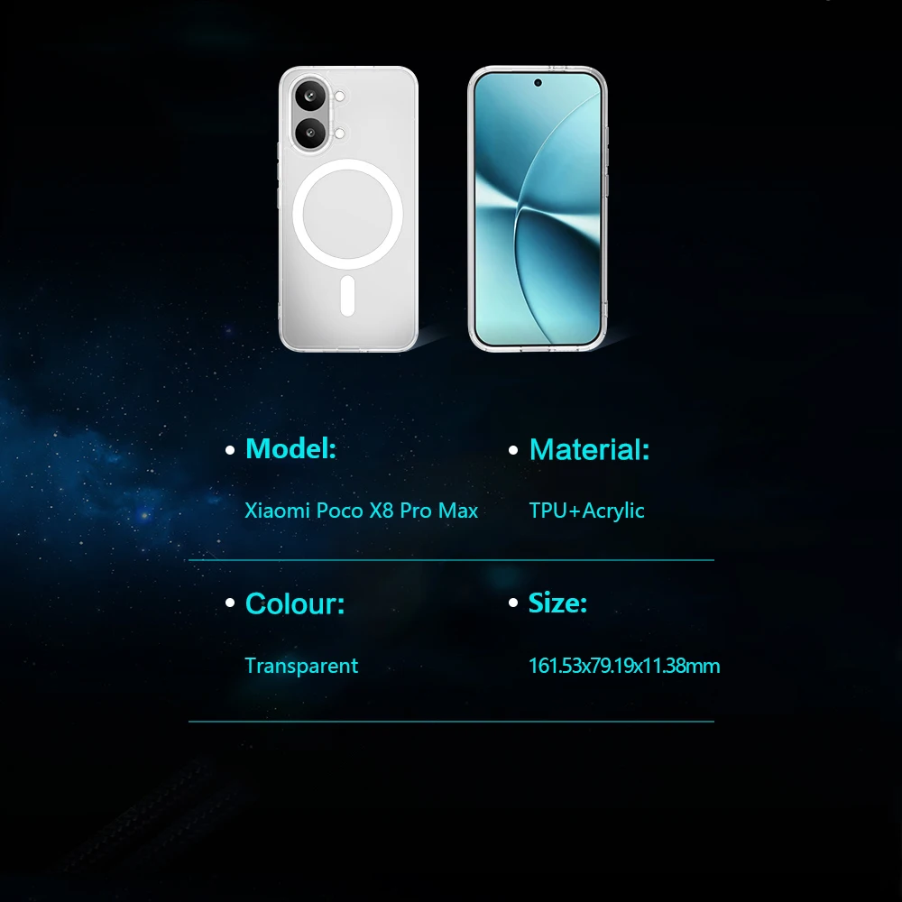 Für Poco X8 Pro Max Hülle Magnetische Hartabdeckung TPU+PC Klare Sturzsichere Handyhülle Für Poco X8 Pro Max – Detail 10
