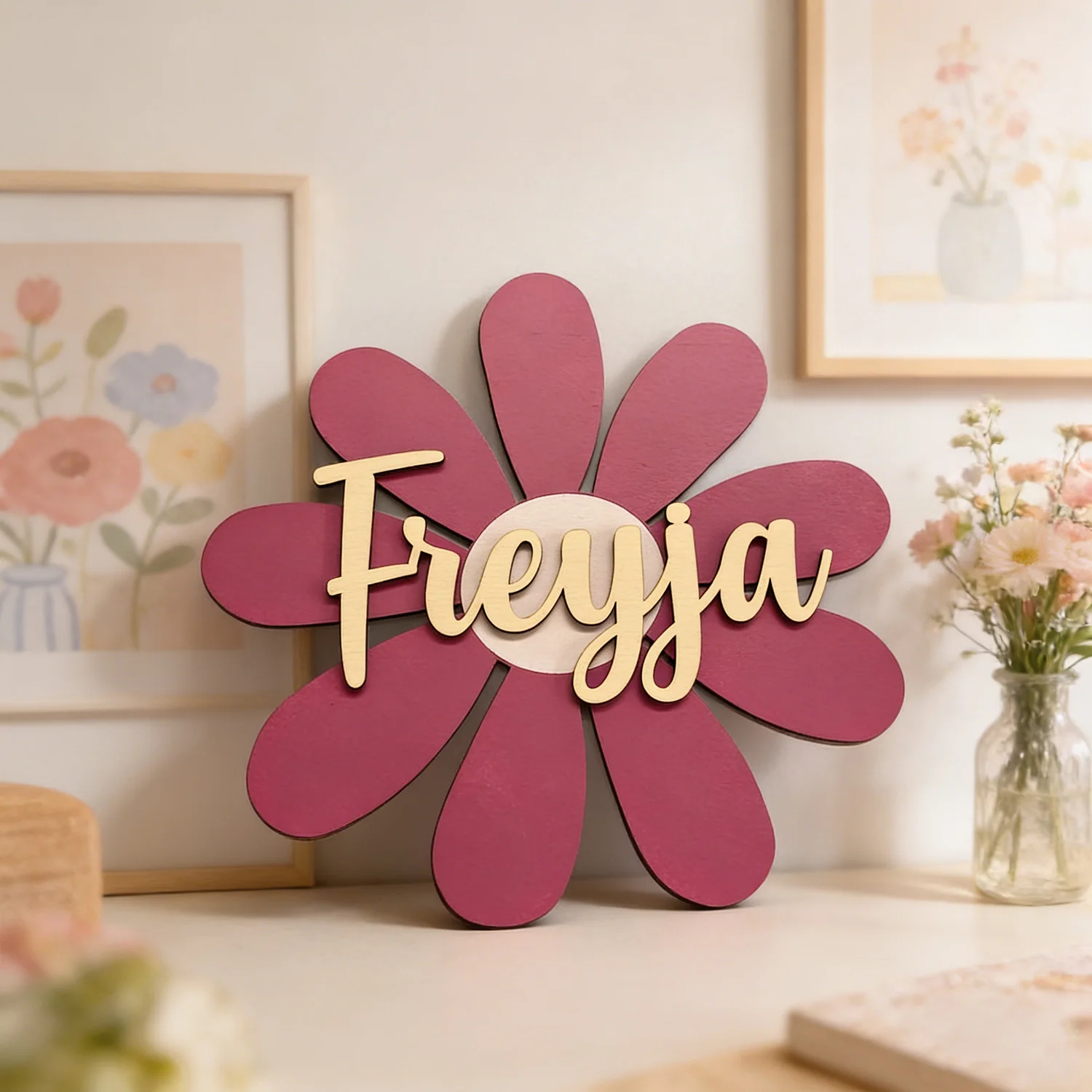 1pc flower shaped double-layer surname brand,customizable with exclusive names,suitable for parties,weddings,and special occas