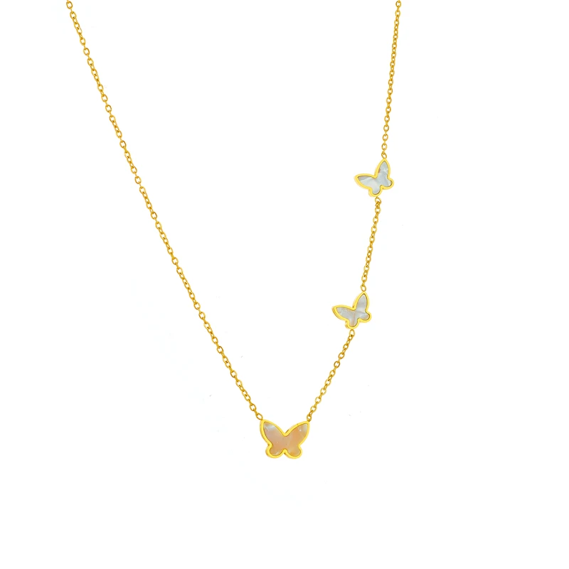 DIEYURO-الفولاذ المقاوم للصدأ فراشة قلادة قلادة للنساء ، الفتاة سلسلة الترقوة ، غير يتلاشى هدايا المجوهرات ، الاتجاه الجديد ، 316L