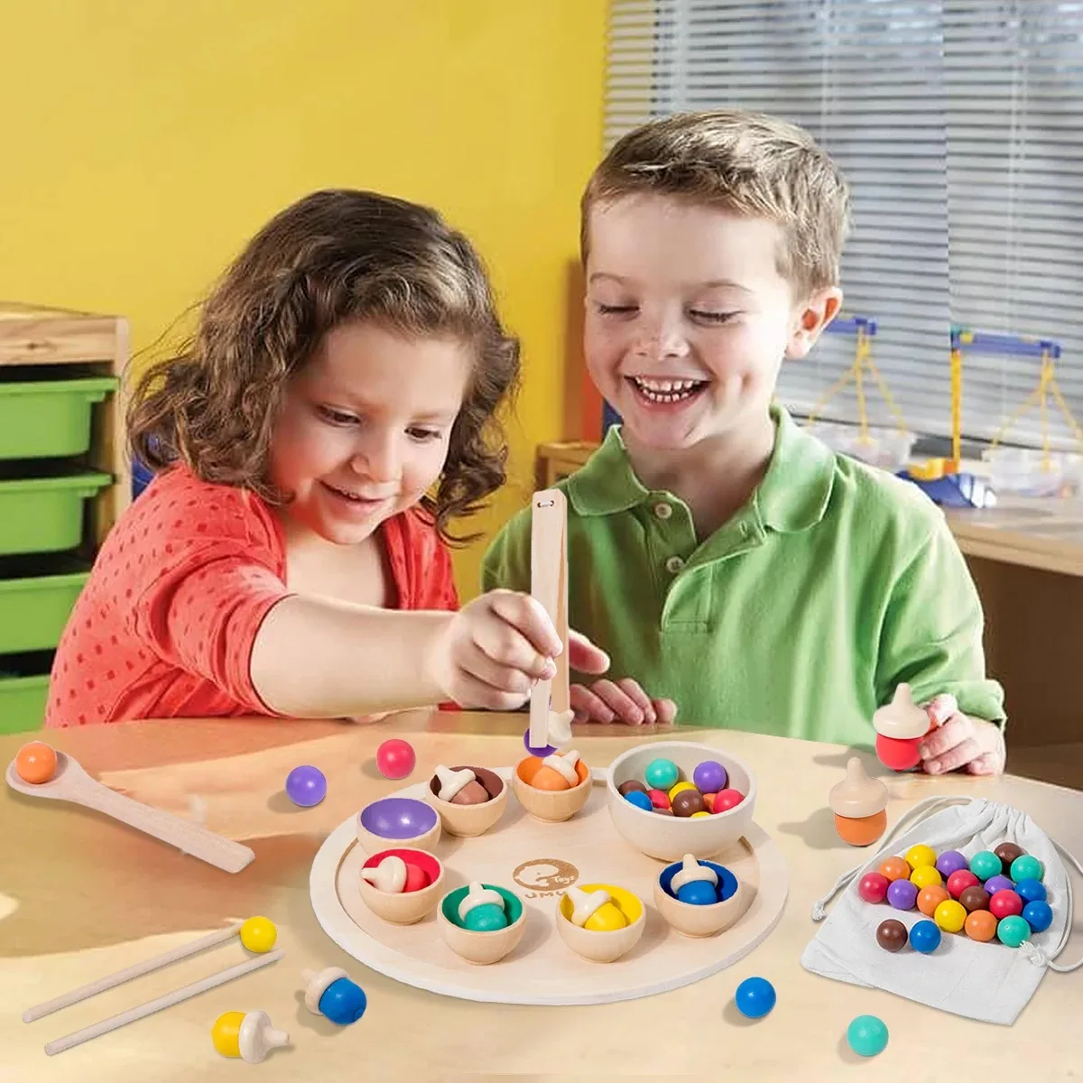 Baby Montessori drewniana zabawka tęczowa kula i kubki do sortowania kolorów gry dobre Motor wczesnej edukacji zabawki edukacyjne prezenty dla dzieci