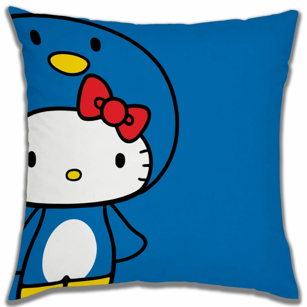 Housse de coussin Hello Kitty 45x45, taies d'oreiller décoratives, coussins de lit pour canapé décoratif, taie d'oreiller 45x45