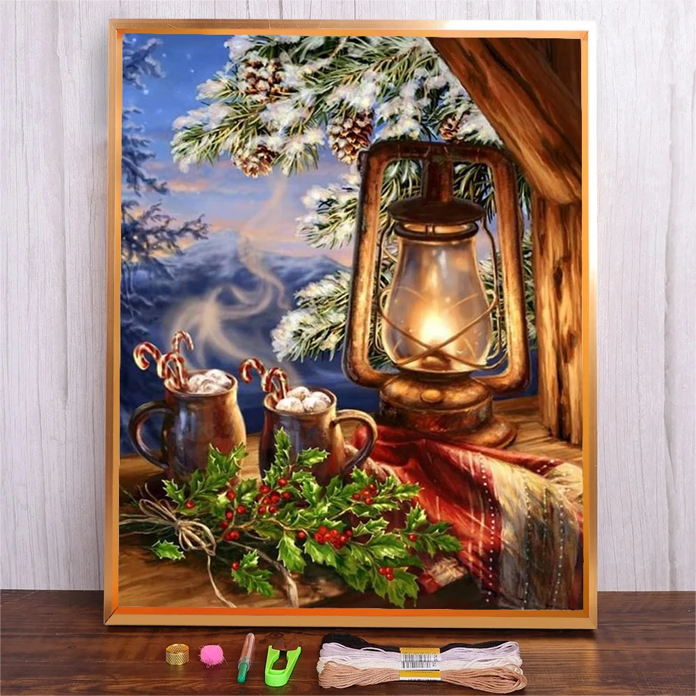 

Beauty Scenery Cross Stitch Printed Canvas Full Embroidery Eco-cotton Thread 11CT Home Decor Christmas Embroidery Set 40*50