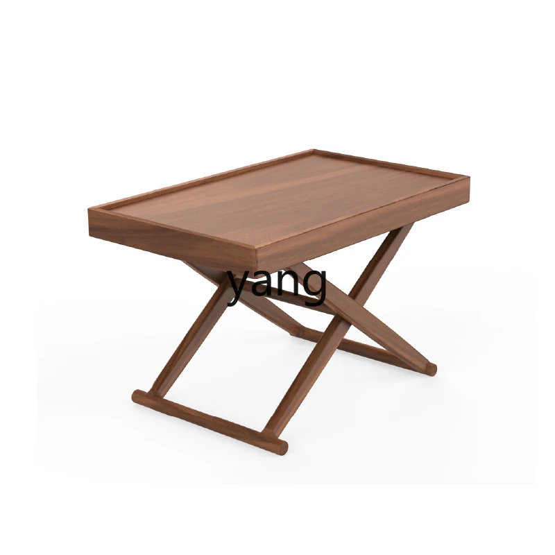 

LH folding black walnut solid wood bay window balcony tea room outdoor portable small tea table