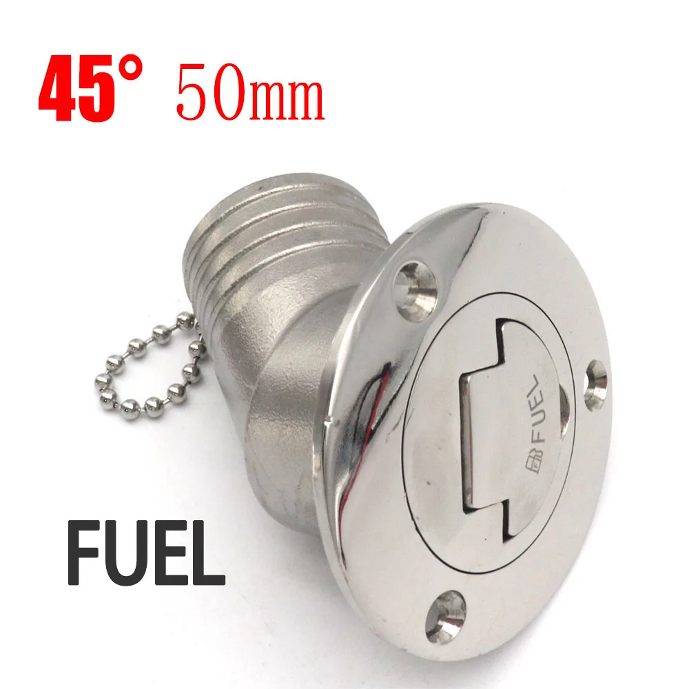 45 Degree 316 Stainless Steel Deck Filler Key Cap GAS DIESEL FUEL WASTE WATER 38mm 50mm Deck Filler Caps for Marine Boat