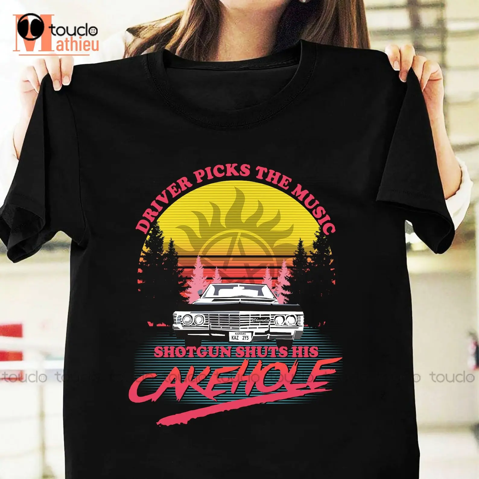 Driver Picks The Music Shotgun Shuts His Cakehole Vintage T-Shirt Supernatural T-Shirts For Men Xs-5Xl Christmas Gift Streetwear